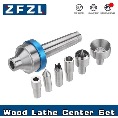 Woodworking Interchangeable Live Center MT2 Morse Taper 2 Shank with 6pcs Interchangeable Center Live Points Wood Lathe Tool