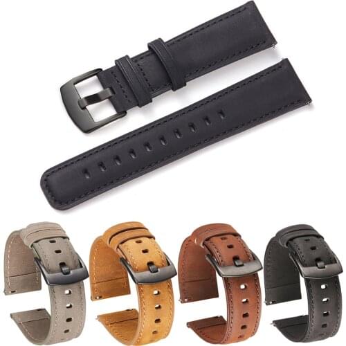 22mm Leather Strap For Fossil Gen 5 Carlyle HR Julianna HR Smart Watchband For Fossil Sport 43mm / Explorist HR Gen4 Band
