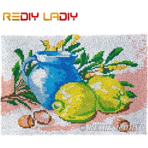 Latch Hook Rug Still Life Lemon Chunky Yarn Tapestry Kits DIY Carpet Rug Knitted Floor Mat Crochet Cushion Arts & Crafts 84*58cm