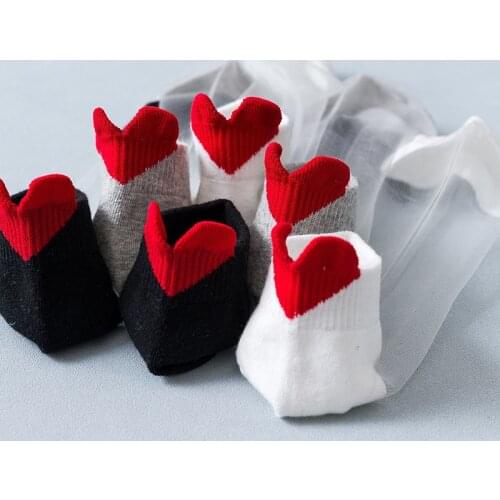 1 Pairs Red Heart Cute Simple Cotton Socks for Women Summer Transparent Socks Ankle Socks Breathable Thin Socks Invisible Socks