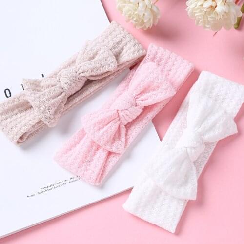 New Baby Girls Knitted Wool Bows Headbands Top Knots Newborn Baby Turban Headwraps Toddler Hair Accessories