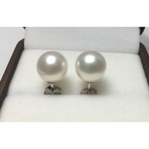 NEW PERFECT Round 7-8MM AAA WHITE AKOYA PEARLS EARRING 925 sterling silver