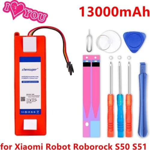 NEW Robotic Vacuum cleaner 13000mAh Battery for Xiaomi Robot ROBOROCK Vacuum Cleaner S50 S51 S55 Mijia Gen 1st T4 T6 Batteries