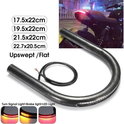 175/195/215mm Motorcycle Rear Seat Frame Hoop Upswept Flat Brat Loop with LED Brake Turn Signal Light For Honda/Yamaha/Suzuki