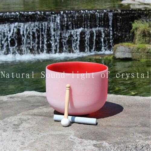 Pitch C Pure Tone 12 Red color crystal singing bowl With free suede stick and rubber O-ring