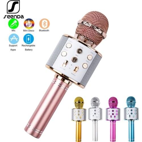 SeenDa Professional Bluetooth-compati Wireless Microphone Handheld Karaoke Mic Mini Home KTV For Music Player Portable Speaker