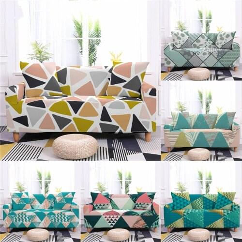 Stretch Triangle Geometry Sofa Slipcover Elastic Sofa Covers For Living Room Green Chair Couch Cover Home Decor 1/2/3/4-Seater