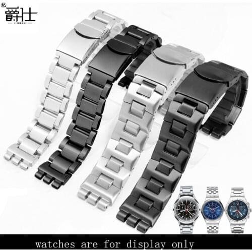 Stainless Steel Strap Replacement Swatch YCS YAS YGS IRONY Series 17mm 19mm Black Silver Mens Fine Steel Watch Chain