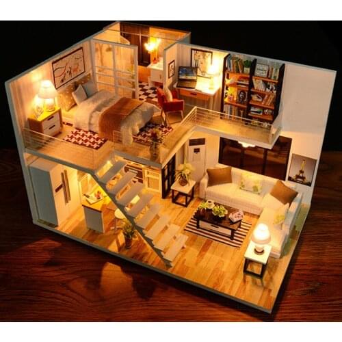 Christmas Gifts Diy Doll House toys for children casa Wooden Miniatura Doll Houses Miniature Dollhouse Toy Birthday Gift Elegant