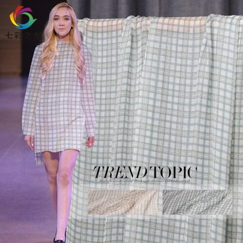 112×100cm Charm of colorful silk georgette plaid printed thin flowing spring summer silk shirt fabric cloth