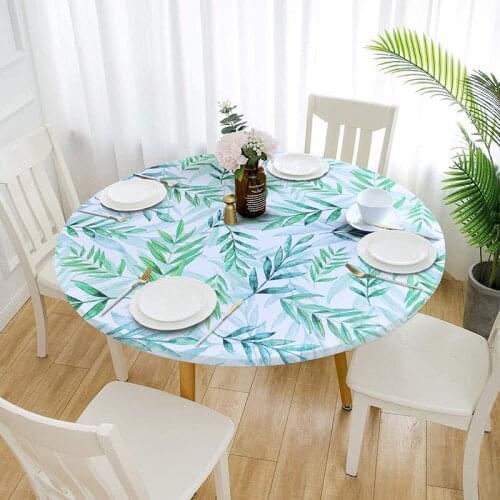 Tablecloth Round Table Cover Printing Waterproof Oilproof Stretch Tablecloths Fashion Style Dining Table Decor Coffee Table Pad
