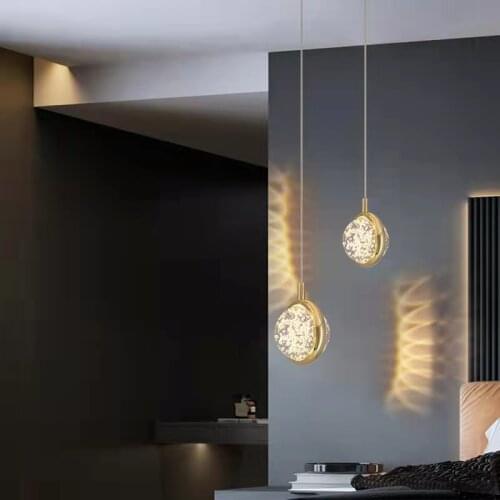 High light transmittance exquisite LED chandelier aluminum + crystal ball bedroom staircase hotel home decoration lighting