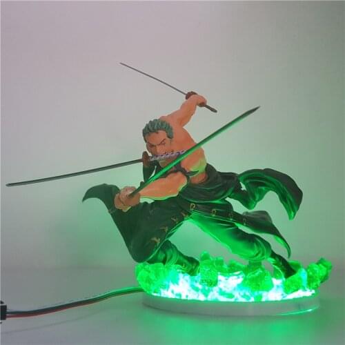 One Piece Zoro Lampara Led Night Light Lamp One Piece Roronoa Zoro Anime Nightlights Color Changing Led Remote Control LU