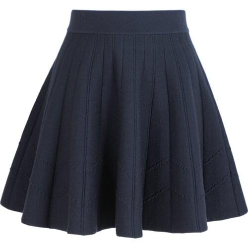 SHUCHAN Knitting Skirts Above Knee, Mini Hollow Out Ball Gown England Style Korean Style Skirts Womens 2021 Spring