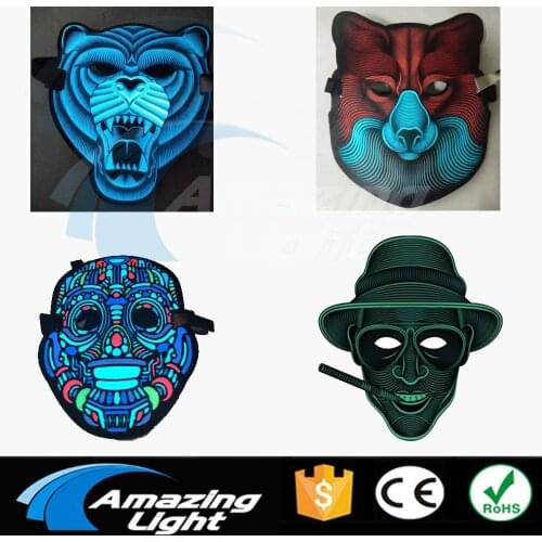 High Quality EL panel mask for horrible Party night and Screaming Party decorations LED cold light mask sound activated led mask