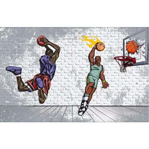 WDBH custom photo 3d wallpaper Nostalgic brick wall basketball trapeze dunk KTV home decor 3d wall murals wallpaper for wall 3 d