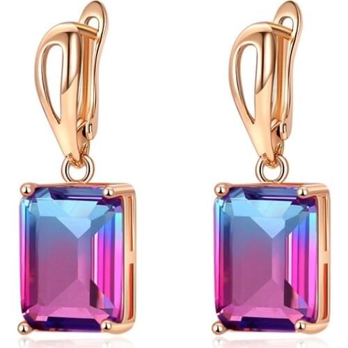 YJGS New Arrival Tourmaline Teardrop Earrings For Women Unique Gold Silver Plated Water Drop Pendant Earrings Engagement Gifts