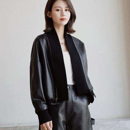 Woman Coat 100% Real Leather 2020 Fashion Natural Sheepskin Leather Female Jackets Short Ladies Jackets H906