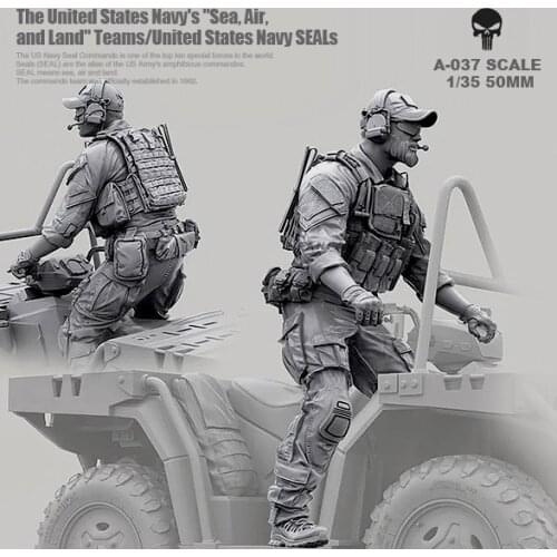1/35 Resin kits Modern American Navy Seal Commando Resin Soldier Driver Self-assembled A-037