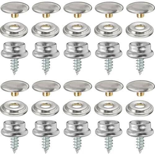 10/20/30/50Sets 10MM Snap Fastener Stainless Steel Canvas Cap Tent Marine Silver Tools Kit Snap Fastener