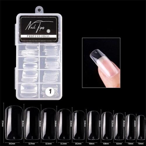 100pcs/Box New False Nails Patch Ultra-thin Seamless Finished Product Removable Transparent Full-Fixed Extended Fake Nail Sticke