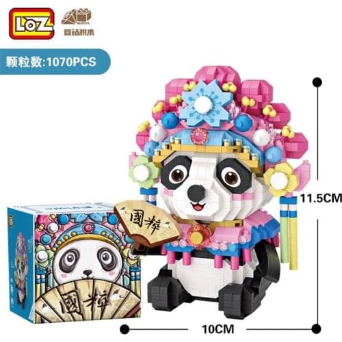 1070PCS LOZ Mini Blocks Chinese Panda Cartoon Auction Figure Bricks for Girls Gifts Cute Doll Children Toy Kids Fun Present 9265