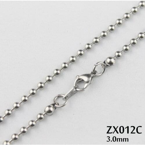 16"-36" length stainless steel necklace 3mm ball chain with tag use lobster clasp - fashion beads chains 20pcs ZX012C
