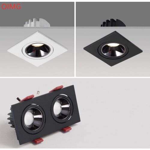 2021 Angle Adjustable Anti-glare Square LED COB Recessed Downlights 9W 12W 15W 18W 24W 30W LED Ceiling Spot Lights AC90-260V