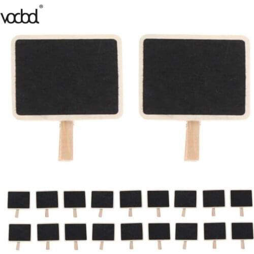 20pcs Mini Wooden Note Blackboard Clamps Retangle Chalkboard Blackboard Clip Tag Message Board For Wedding Party Paper Photo DIY