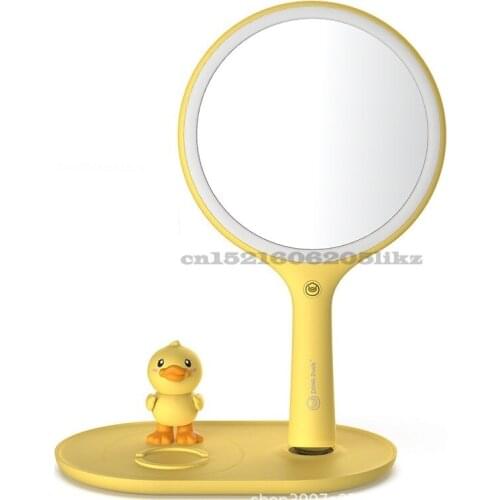 5w Little Yellow Duck Multi-function Makeup Mirror LED Handheld Desktop Beauty Mirror Wireless Charging Mobile Phone Holder