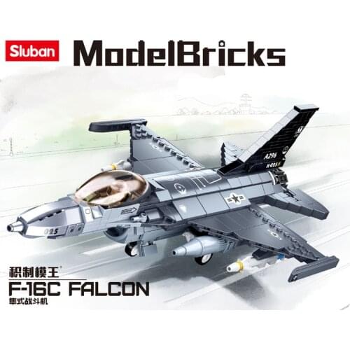 521Pcs Military F-16C Falcon Fighter Building Blocks Sets Army MOC Plane Weapon Model Bricks Educational Toys for Children