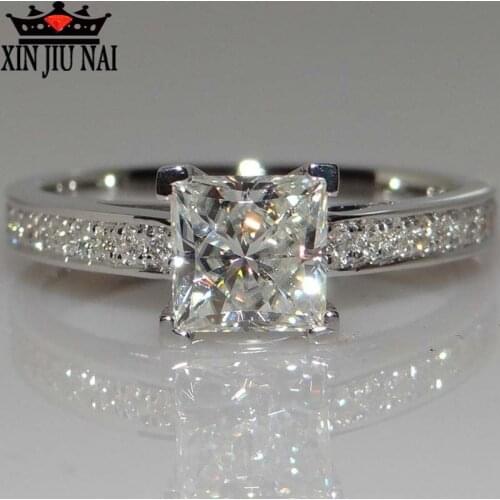 925 sterling silver Princess Square Diamond Ring Four-claw Square Clark Diamond Ring Female Diamond Marriage personalized Ring