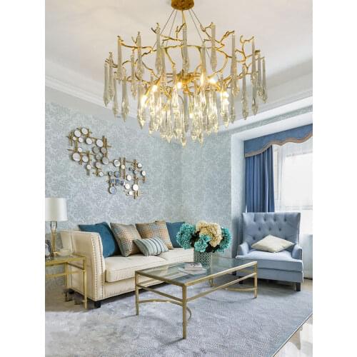 American copper living room bedroom crystal lamp Nordic creative 2019 new restaurant chandelier atmosphere villa lamps