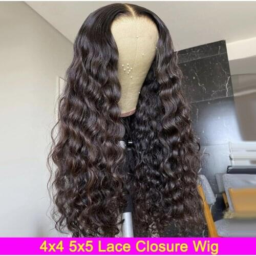 Brazilian Loose Deep Wave Human Hair Wigs For Women 180% 28 Inch 4x4 5x5 Lace Closure Wigs Remy Loose Deep Wavy Human Hair Wigs