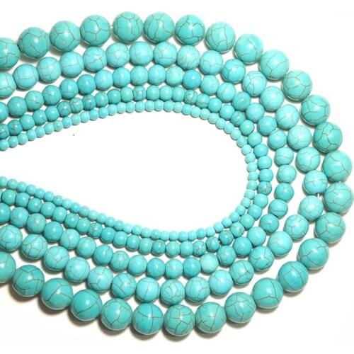AAA+ Natural Turquoises Stone Beads For Jewelry Making Smooth Round Loose Beads 4/6/8/10/12mm For Bracelet DIY Wholesale Perles
