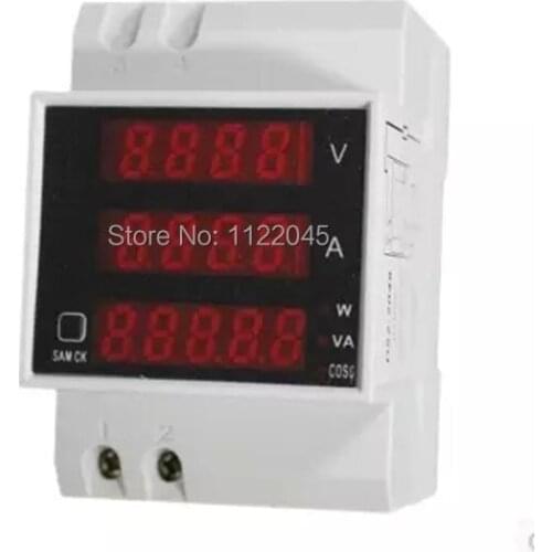 Din rail LED AC 200-450V 0-100A display voltmeter ammeter with active and reactive power and power factor Din-rail