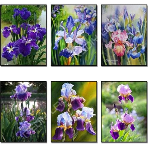 DIY Diamond Painting Cross Stitch Flowers Full Square/Round Drill Rhinestones Art Diamond Mosaic Crafts Diamond Embroidery Iris