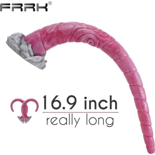 FRRK 16.9" Long Anal Sex Toys with Suction Cup for Anus Stimulation Gory Dildo Raw Meat Butt Plug Sexual Shop Intimate Products