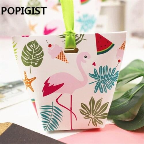 Flamingo tropical plant Paper Box Wedding Favors Gifts Decoration For Cookie Candy Gift Packaging Christmas Storage Boxes