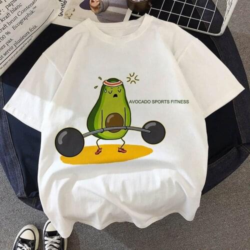 Avocado Sports Fitness Fruit Graphic Print T-shirt Women Casual Korean Style Tshirt Harajuku Aesthetic White Tops Female T Shirt