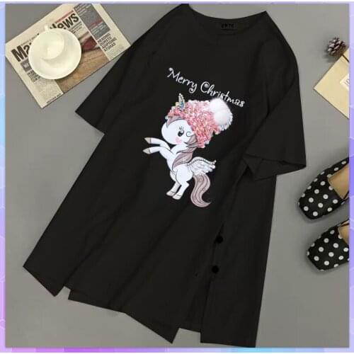 Cartoon Oversized T-shirt Womens Cotton Tee Shirt Short-sleeved Top Summer Korean Loose Tops Student Blusas Female Clothing