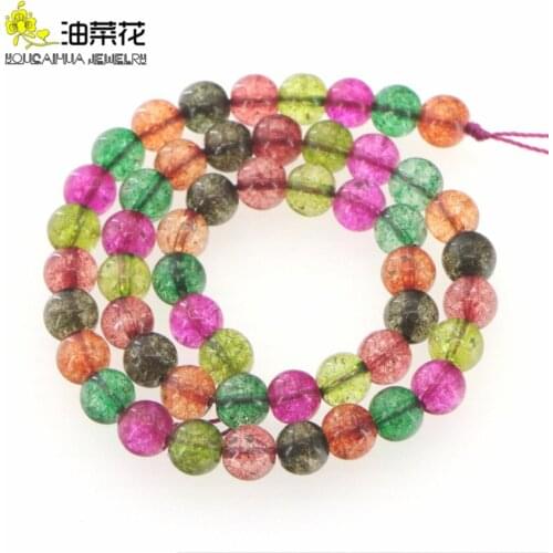 Hot 8mm Multicolor Tourmaline Crystal Chalcedony Jewelry Fashion Woman Girl Round Loose Beads Hand Made Accessory Parts 15 "AA