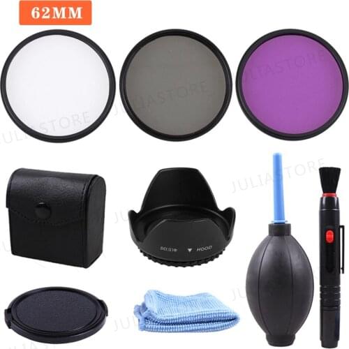 62mm CPL UV FLD ND2 ND4 ND8 Filter Kit+Cap+Lens Hood For Tamron Sony Sigma Lens