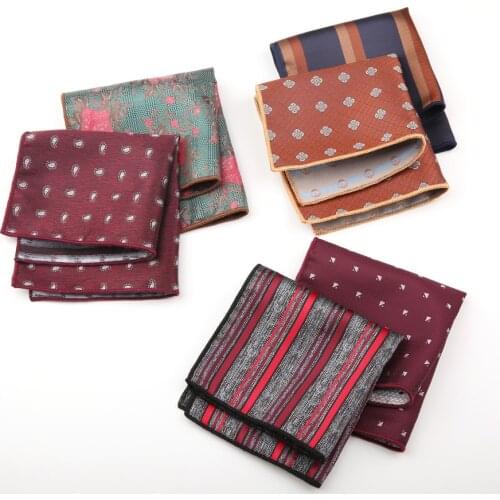 Linbaiway Polyester Floral Print Pocket Square Handkerchief for Men Wedding Designer Pocket Chest Towel Business Suits Hankies
