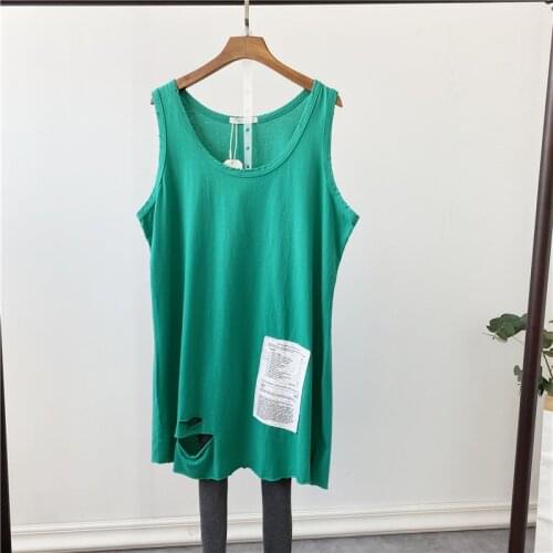 Summer Women Long Sleeveless Tank Tops Loose Crewneck Cotton Camisole Oversize