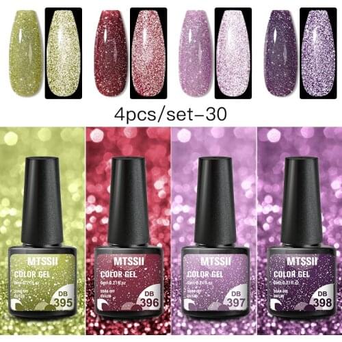 Mtssii 2/4/6pcs Nail Gel Polish Set Reflective Glitter Laser Gel Vernish Semi Permanent Soak Off UV LED Gel Nail Art Varnish