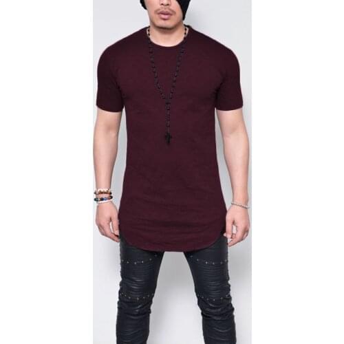 Mens T Shirt Round Neck 2021 Brand New Solid-Colored T-Shirt for Male Round-Neck Medium and Long Section Tops Tshirt