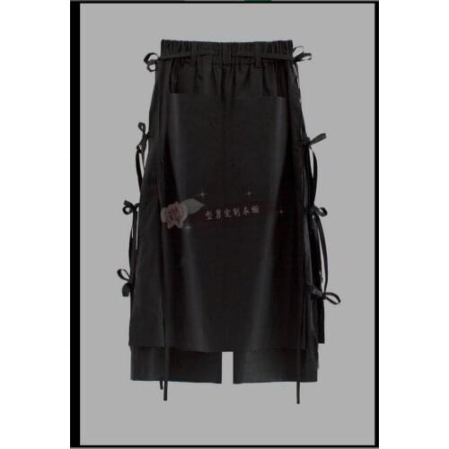 27-44 2020 New Mens Black Culottes Loose Wide Leg Pants Casual 9 Pants Tide Singer Costumes Clothing