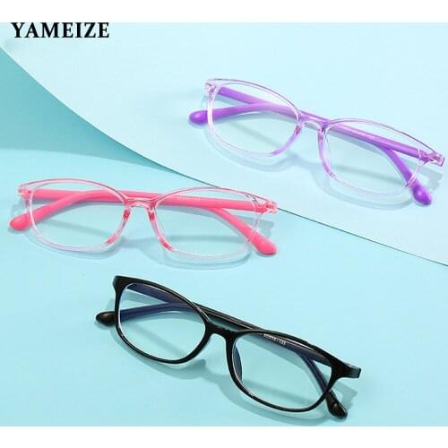 YAMEIZE Square Frame Anti Blue Light Glasses Kids Radiation Protection Optical Eyeglasses Boys Girls Computer Transparent Gafas
