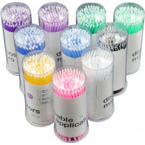 5bottle Disposable Micro Brushes Swabs Microbrush Applicators Eyelash Extensions Remove False Eyelashes Cotton Swab